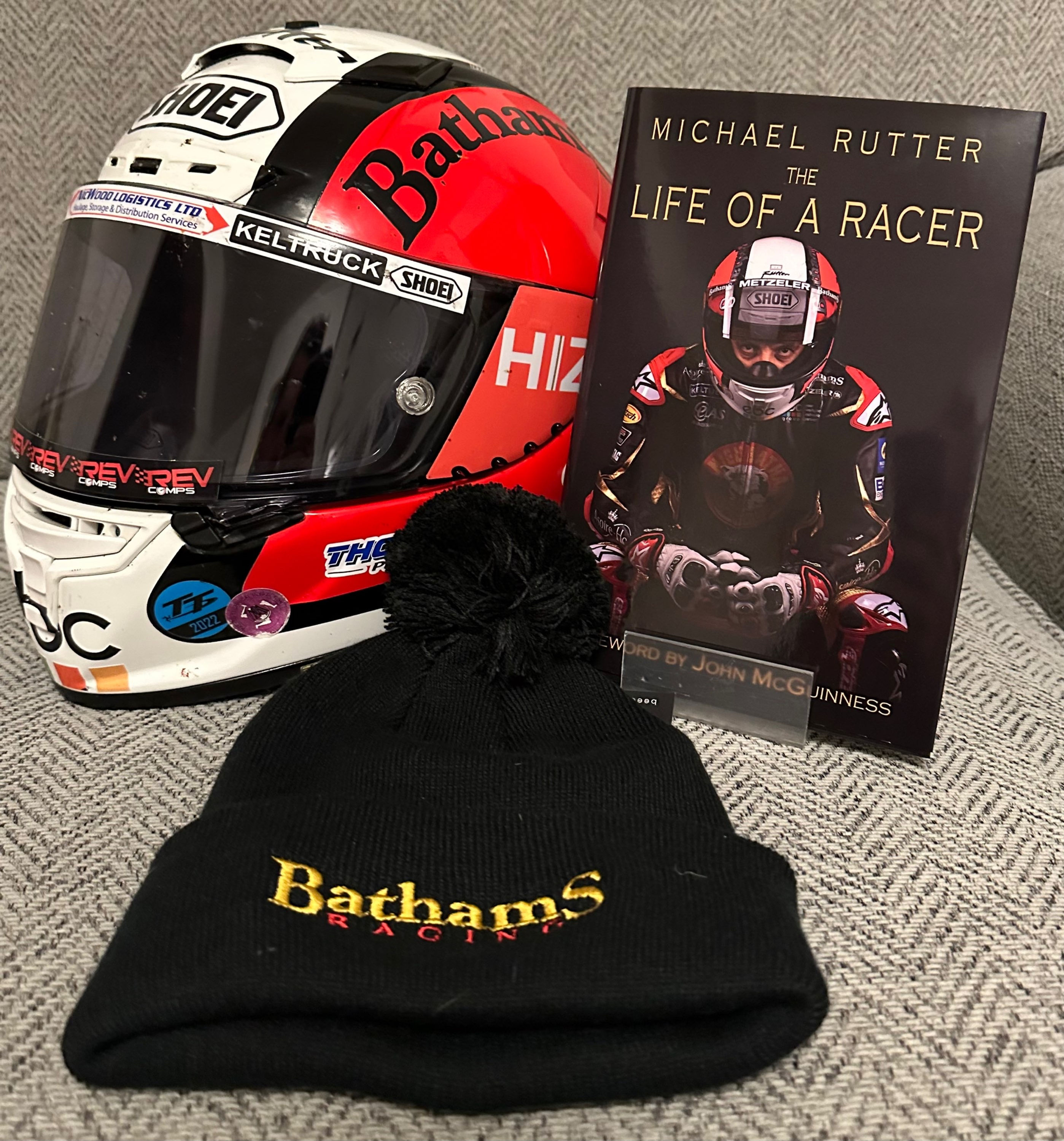 Bundle: "The Life of a Racer" & Limited Edition Bathams Racing bobble hat