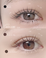 武蔵小杉MaminonのLEDマツエクカラー比較。モーヴフィグとブラックの違い。