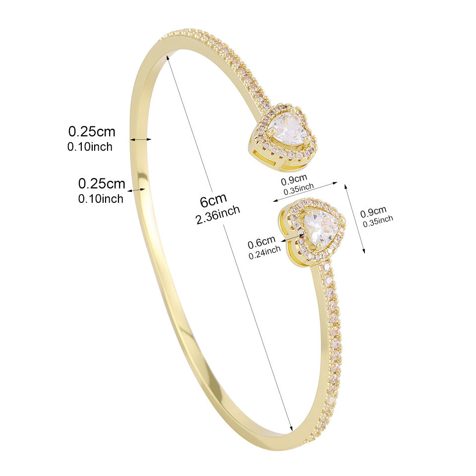 Thumbnail: Yupsk 1/3pcs 18K Gold Plated Stainless Steel Heart Bracelet Set Fashion Zirconia