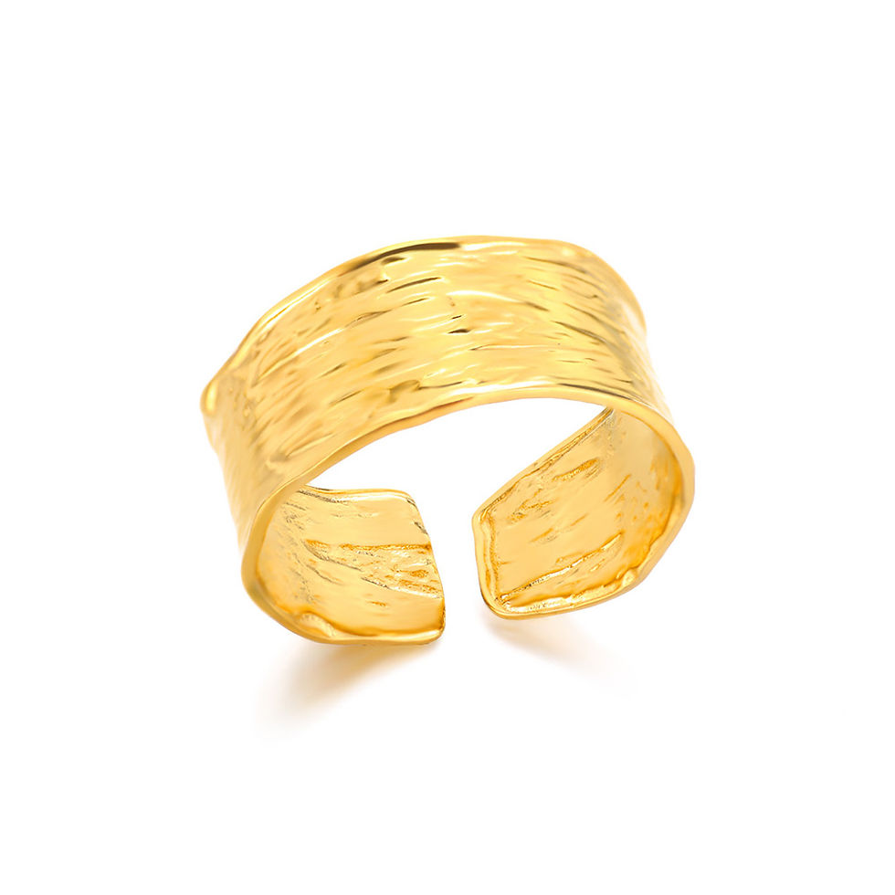 Thumbnail: Minimalist Texture Stainless Steel Geometric Rings For Women Gold Color Opening 