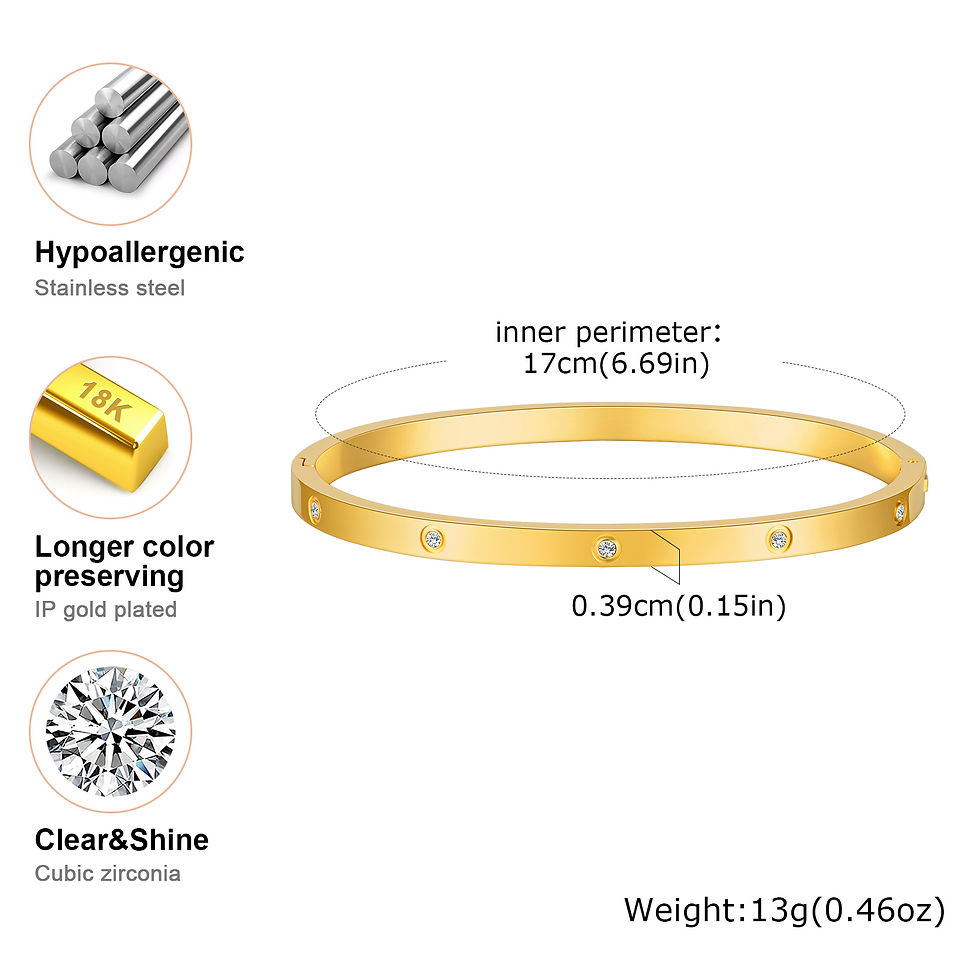 Thumbnail: Luxury Cubic Zircon Stainless Steel Bracelet for Women, Gold Plated Waterproof O