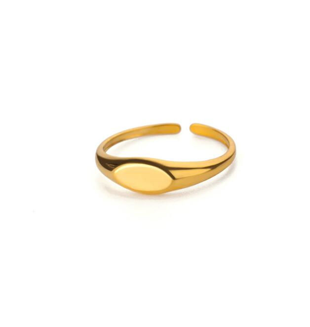 Thumbnail: Minimalist Texture Stainless Steel Geometric Rings For Women Gold Color Opening 