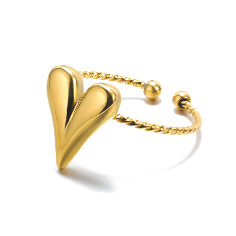 Thumbnail: Minimalist Texture Stainless Steel Geometric Rings For Women Gold Color Opening 