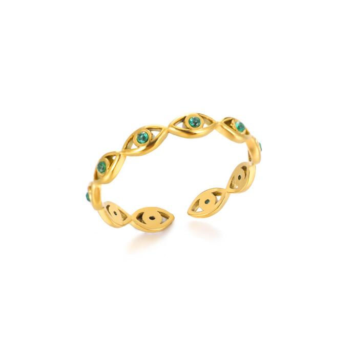 Thumbnail: Minimalist Texture Stainless Steel Geometric Rings For Women Gold Color Opening 