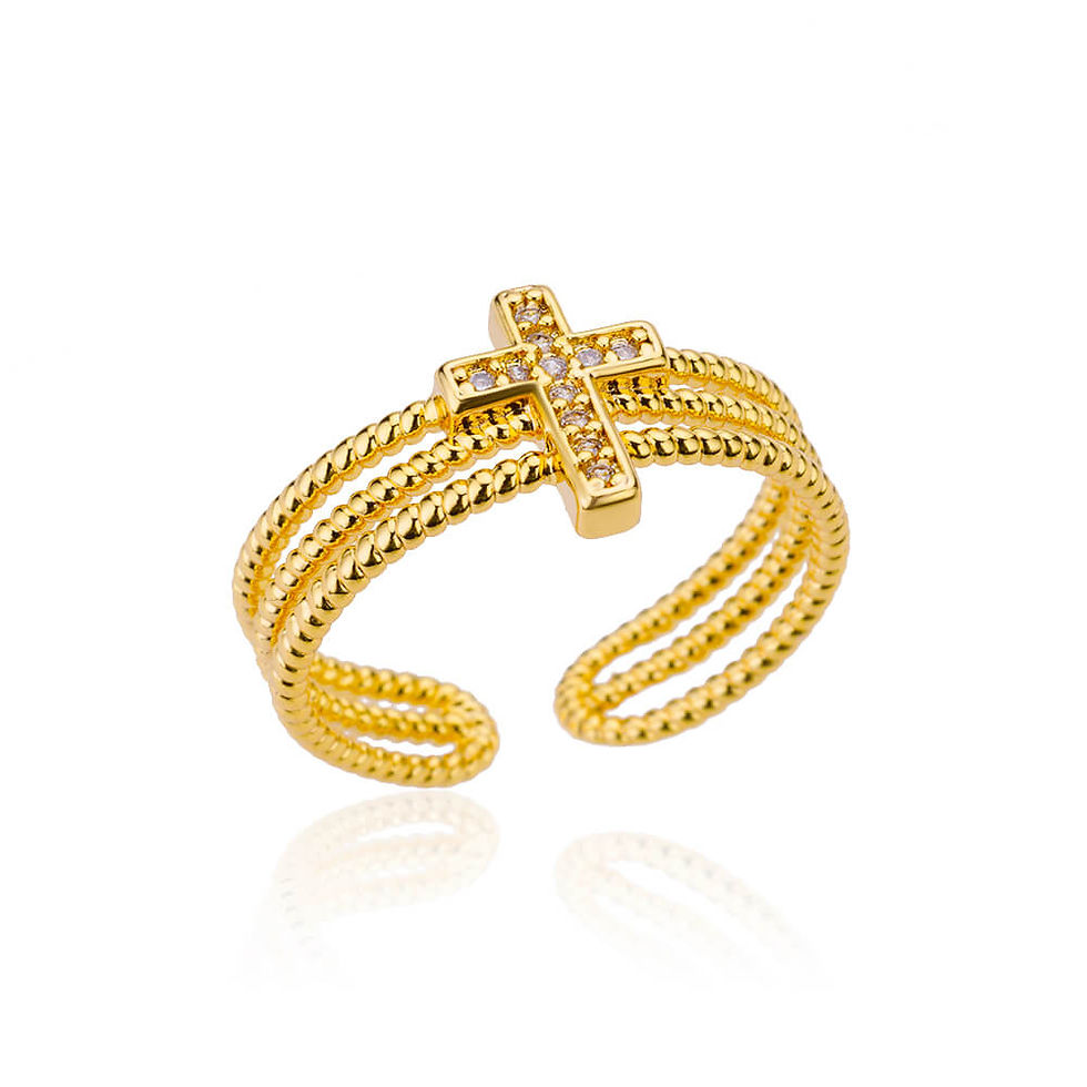 Thumbnail: Minimalist Texture Stainless Steel Geometric Rings For Women Gold Color Opening 