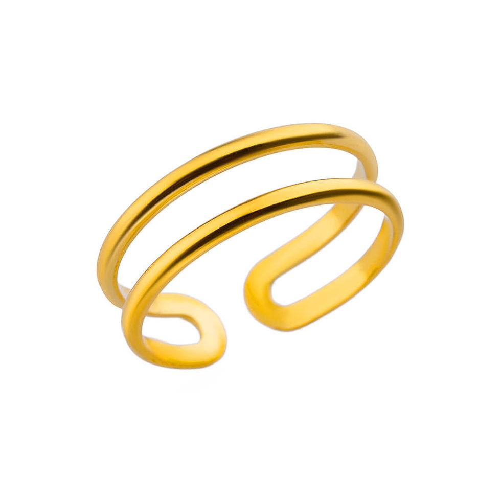 Thumbnail: Minimalist Texture Stainless Steel Geometric Rings For Women Gold Color Opening 