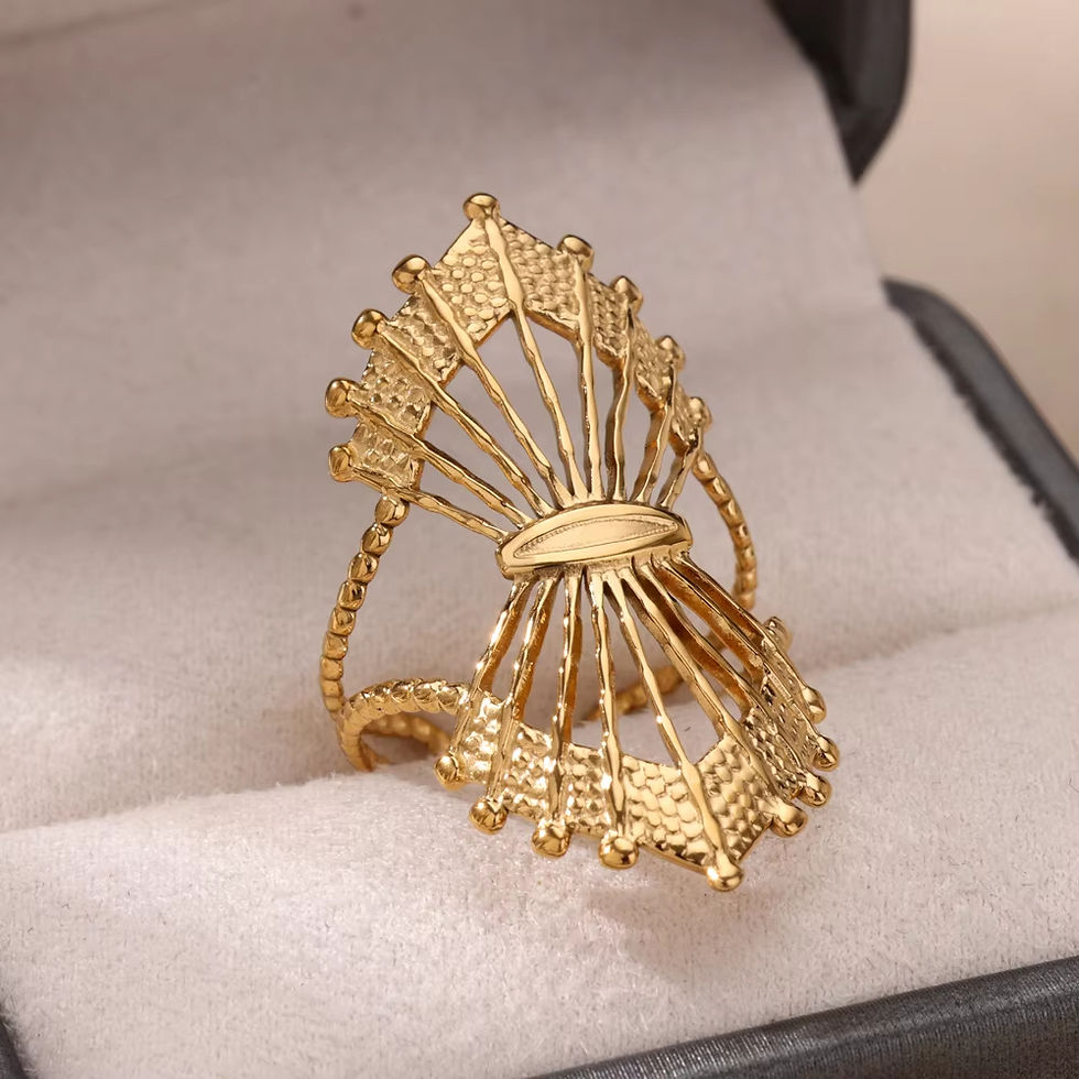 Thumbnail: Stainless Steel Zircon Geometric Rings For Women Luxury Evil Eye Gold Color Adju