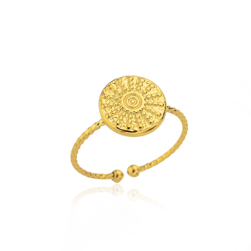 Thumbnail: Minimalist Texture Stainless Steel Geometric Rings For Women Gold Color Opening 