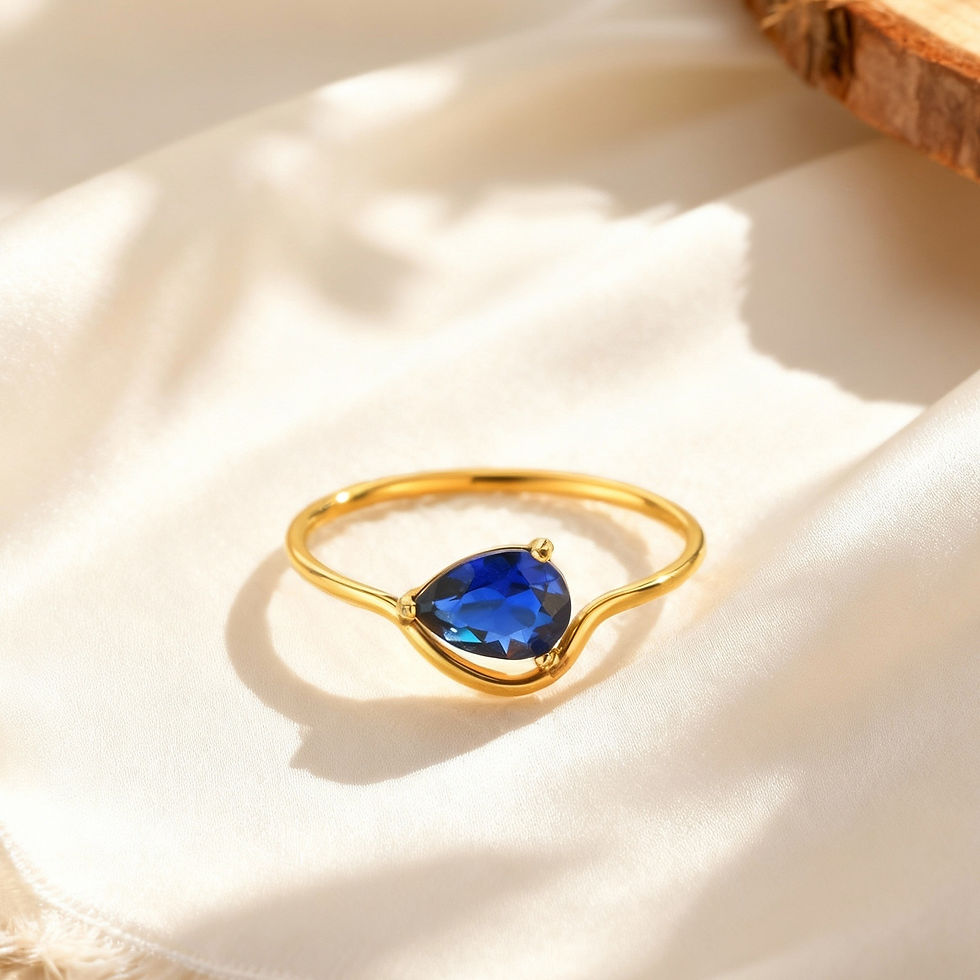 Thumbnail: Luxurious Water Drop Zircon Ring 18K Gold Plated Stainless Steel Geometric Finge