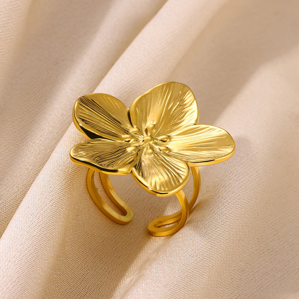 Thumbnail: Minimalist Texture Stainless Steel Geometric Rings For Women Gold Color Opening 