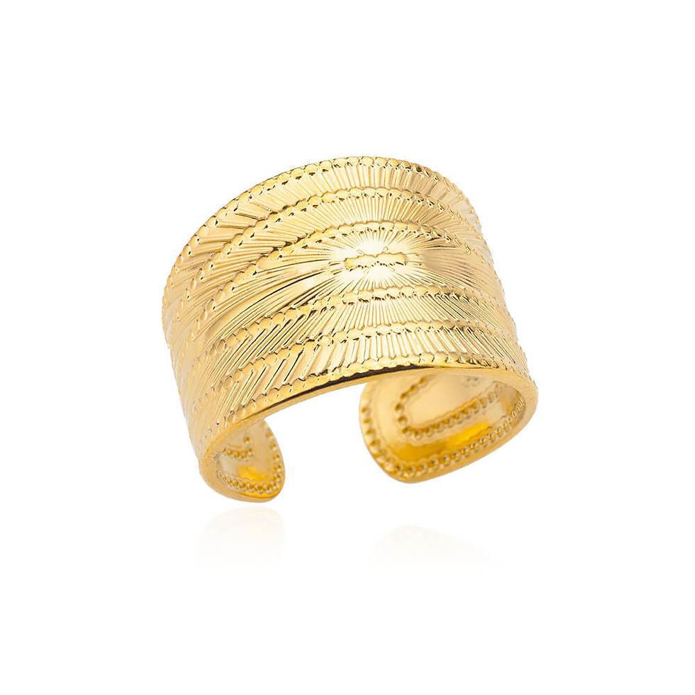 Thumbnail: Minimalist Texture Stainless Steel Geometric Rings For Women Gold Color Opening 