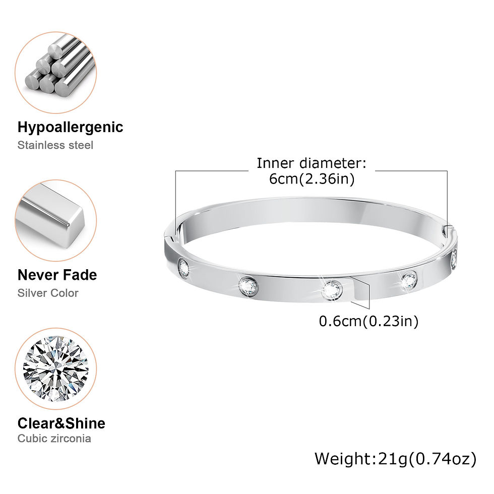 Thumbnail: Luxury Cubic Zircon Stainless Steel Bracelet for Women, Gold Plated Waterproof O