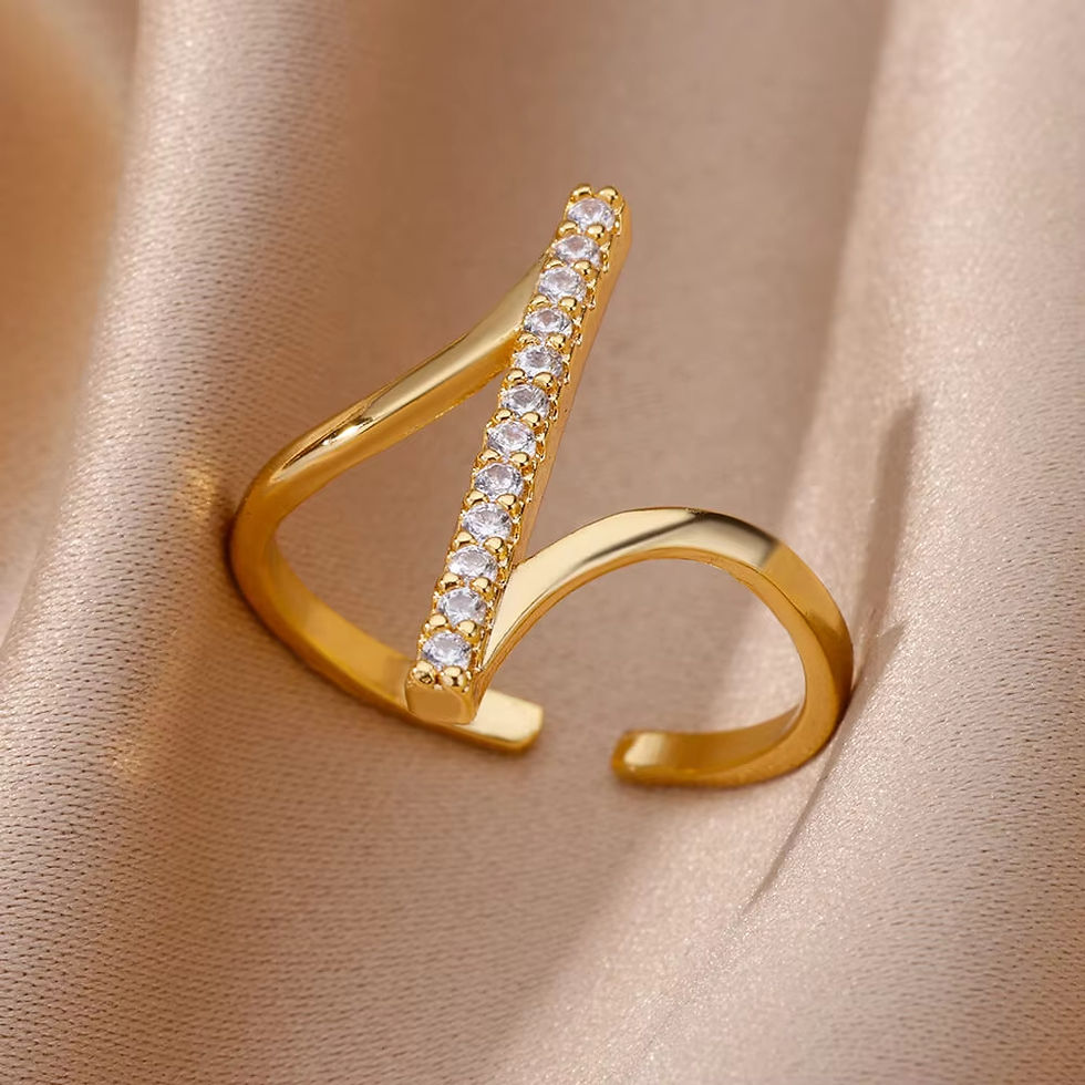 Thumbnail: Stainless Steel Zircon Geometric Rings For Women Luxury Evil Eye Gold Color Adju