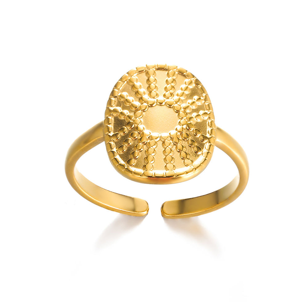 Thumbnail: Minimalist Texture Stainless Steel Geometric Rings For Women Gold Color Opening 