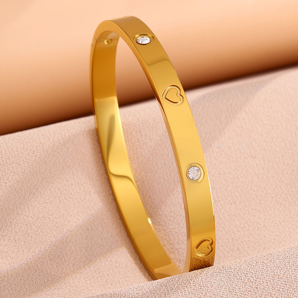 Thumbnail: Yupsk 1/3pcs 18K Gold Plated Stainless Steel Heart Bracelet Set Fashion Zirconia