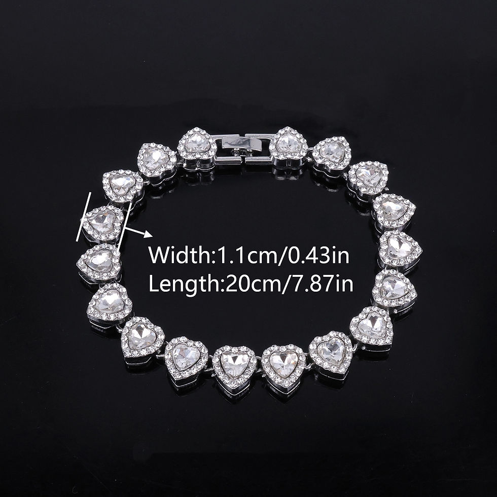 Thumbnail: 45CM New Hip Hop Tennis Chain Bracelet Necklace Shiny Heart Rhinestone CZ Fashio