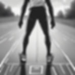 Anxious runner at starting blocks, focused on a blurred finish line, embodying the challenge of overcoming procrastination and the fear of success.