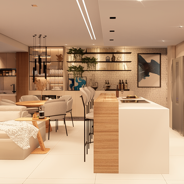 APARTAMENTO DE 76 M² COM VARANDA E COZINHA INTEGRADAS ÀS SALAS EM ESTILO INDUSTRIAL CHIC JAPANDI EM JARDIM OCEANIA, JOÃO PESSOA PB