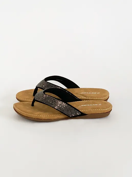 dunlop silver flip flops