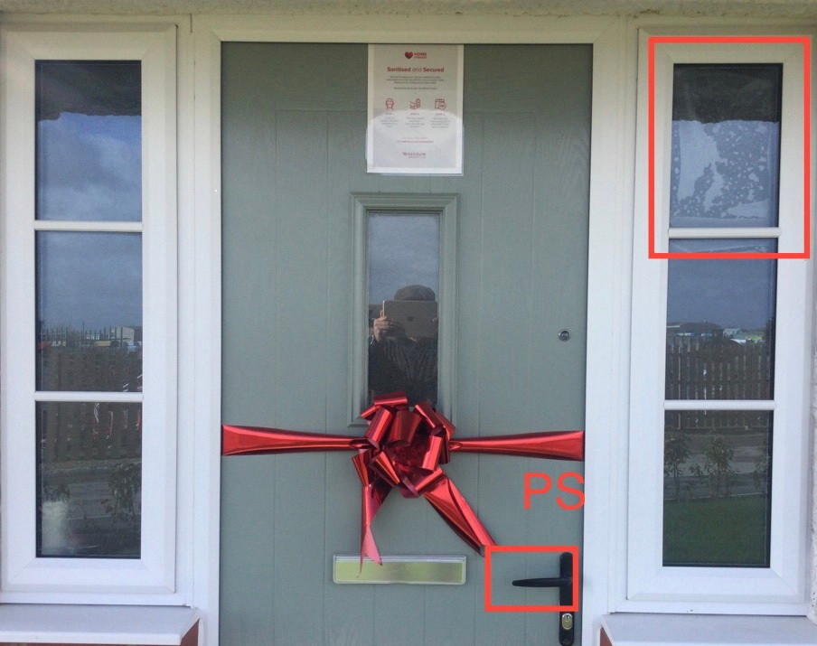 snagging inspection Redrow Amberley three bedroom house door and windows in Regent Quay Sittingbourne Kent