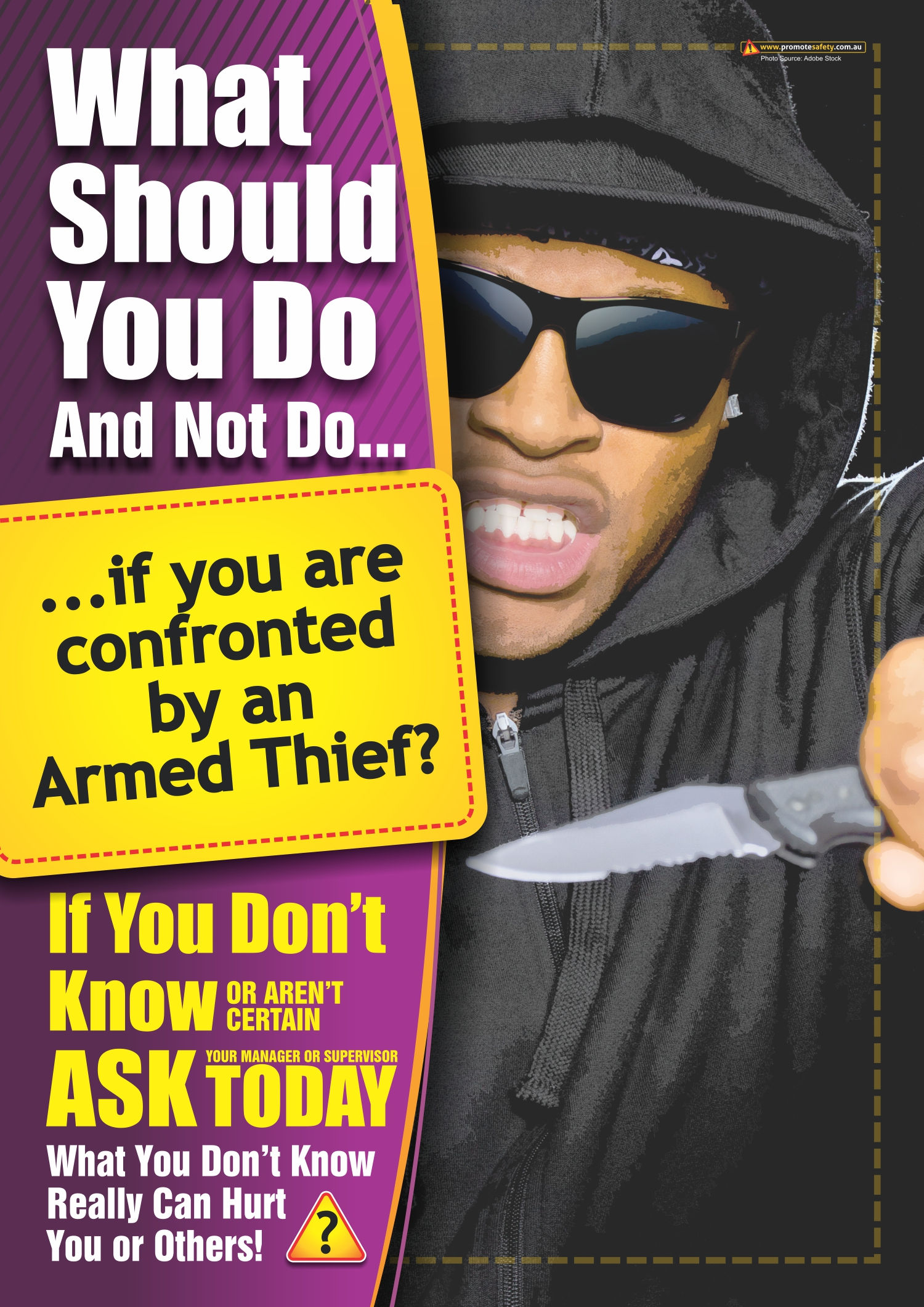 What Should You Do if Armed Thief Knife Safety Posters