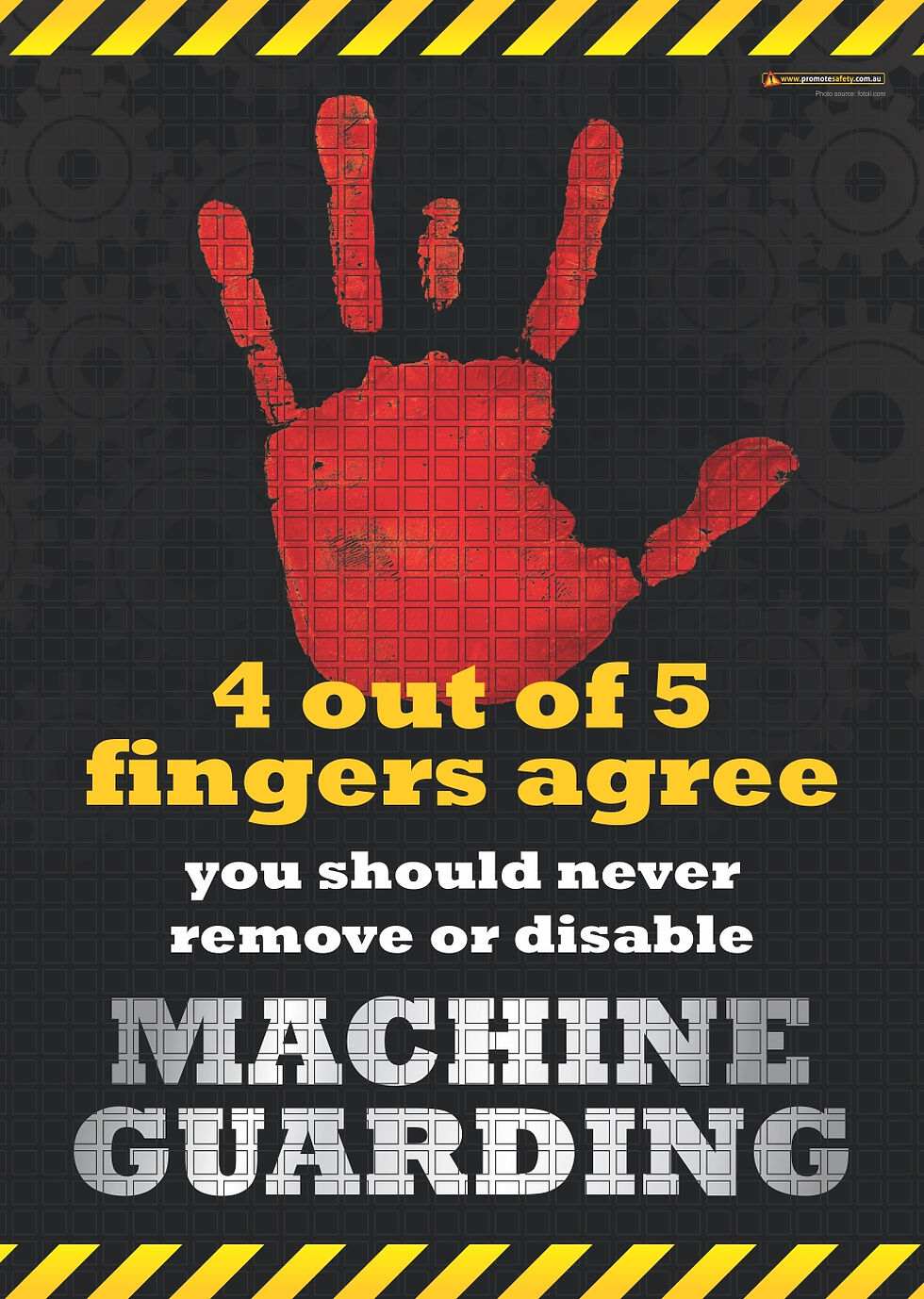 4 Out of 5 Fingers Machine Guarding Safety Posters Promote Safety