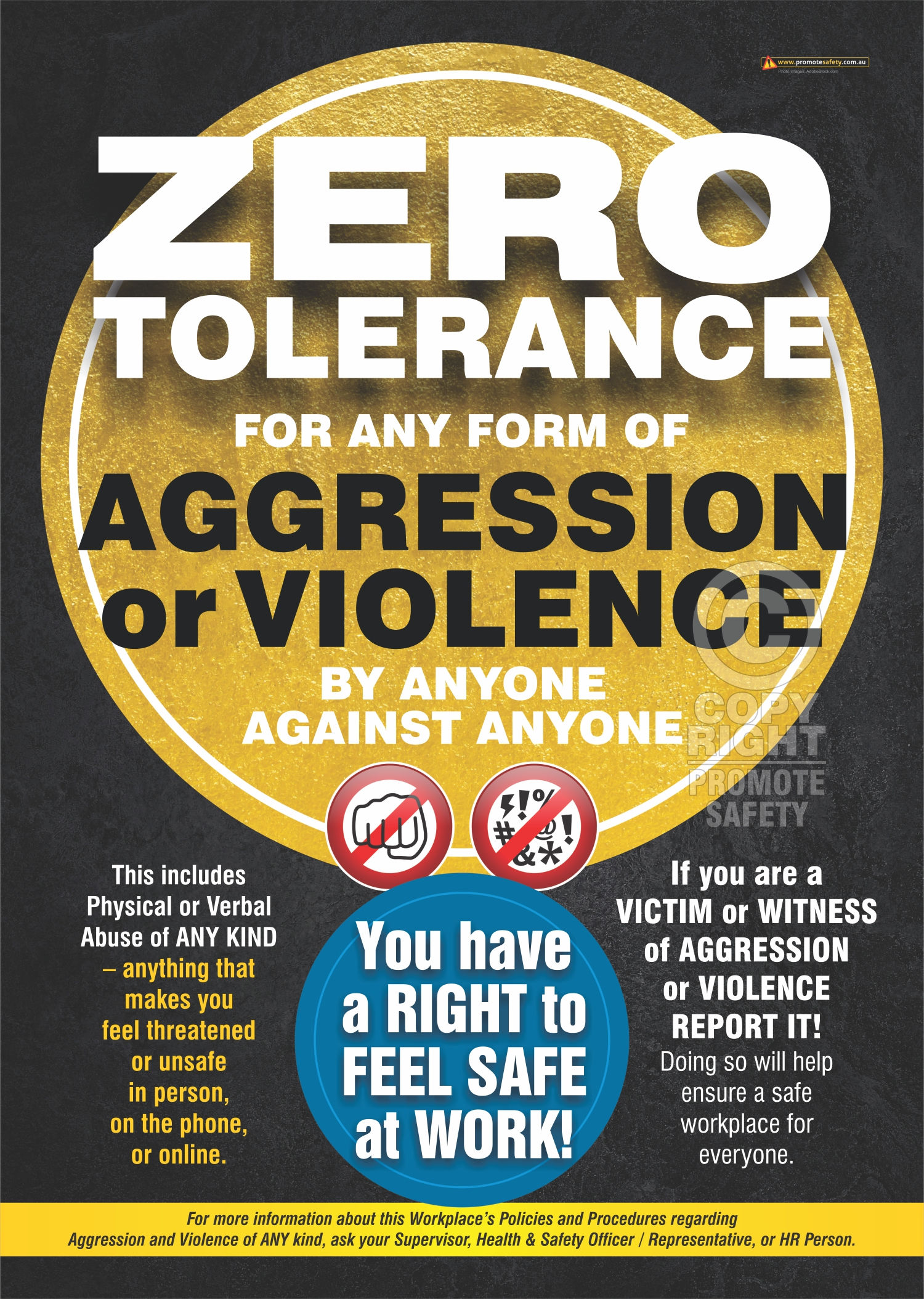 Aggression Zero Tolerance Safety Poster (Black)