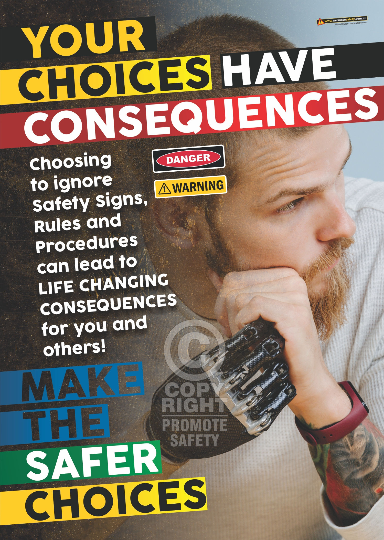 Choices Have Consequences Limb Loss Safety Posters