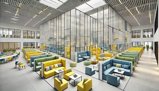 DALL·E 2024-12-26 12.38.13 - A large modern and minimalistic student lounge with a ceiling