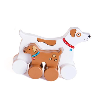 Dog Mommy and Baby Wooden Roller