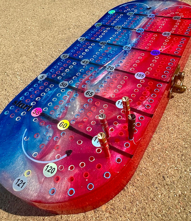 Thumbnail: Red, White & Blue Travel Cribbage Board