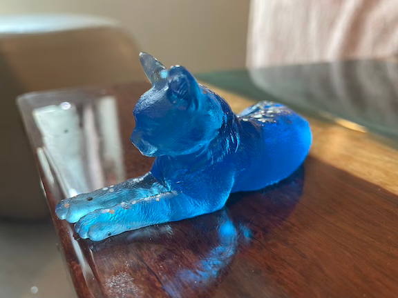 blue glass cat