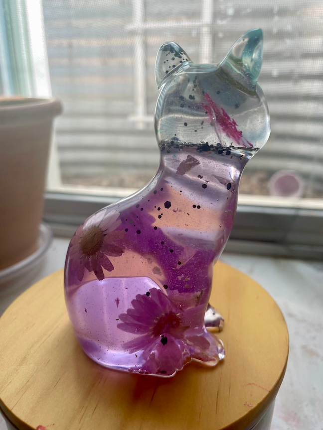 glass cat purple decor
