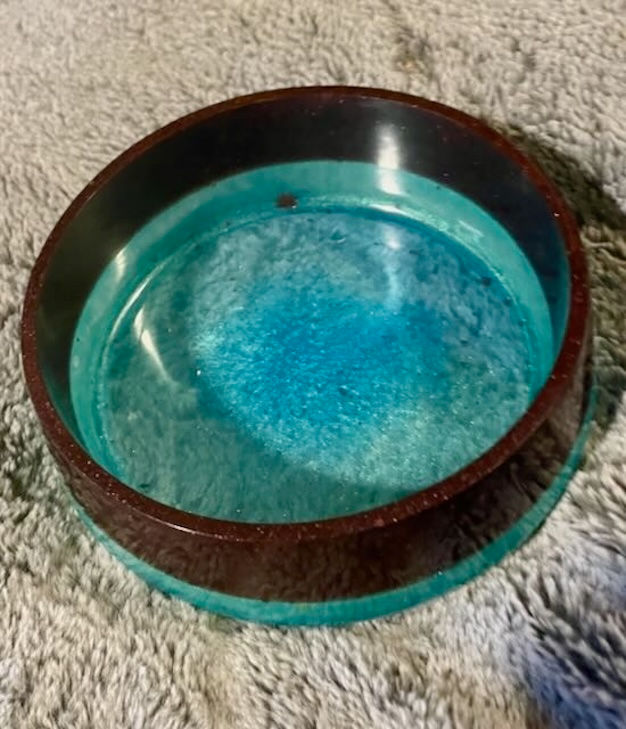 Thumbnail: Bronze and Aque Cat food Bowl