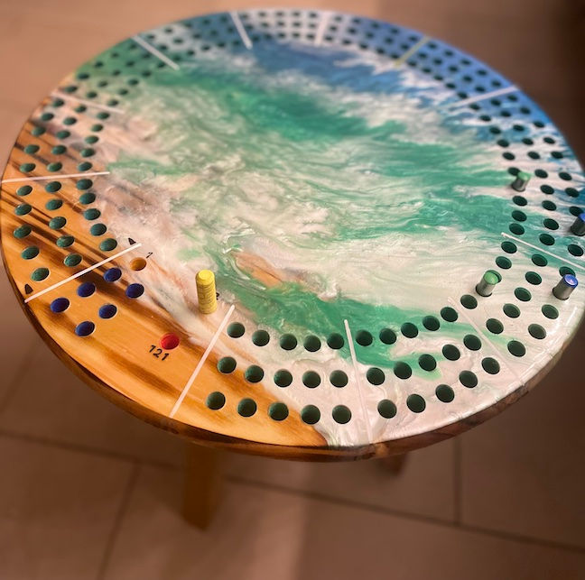 Thumbnail: ocean resin round cribbage board
