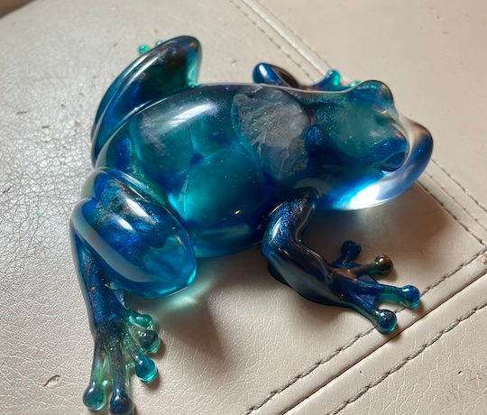 Thumbnail: Decorative Frog - Translucent Blue with River Rock