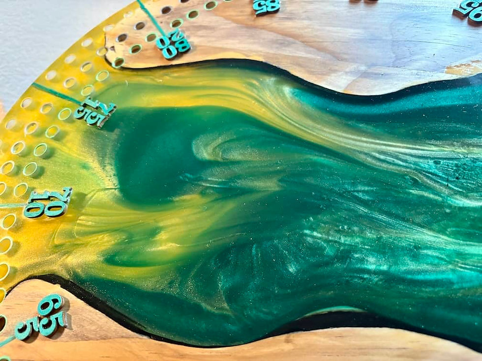 Thumbnail: Green and Gold River Cribbage Board