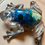 Thumbnail: Frog decoration with real flowers - blue and silver