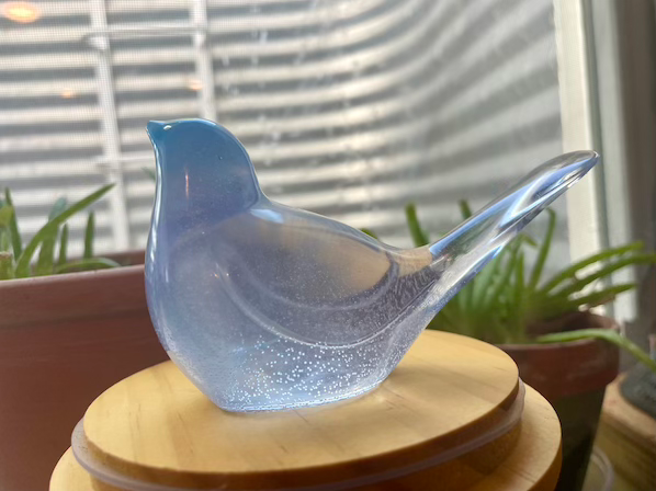 Thumbnail: Translucent blue white bird decoration