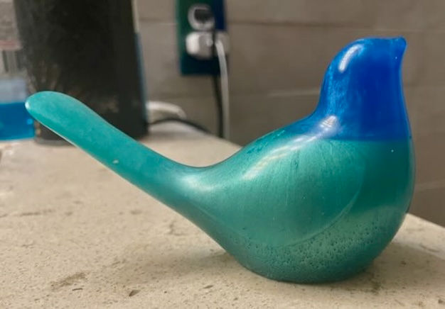 Thumbnail: Glass resin bird decoration blue and teal