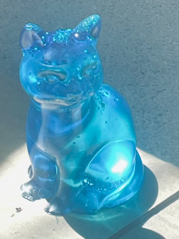 blue glass cat