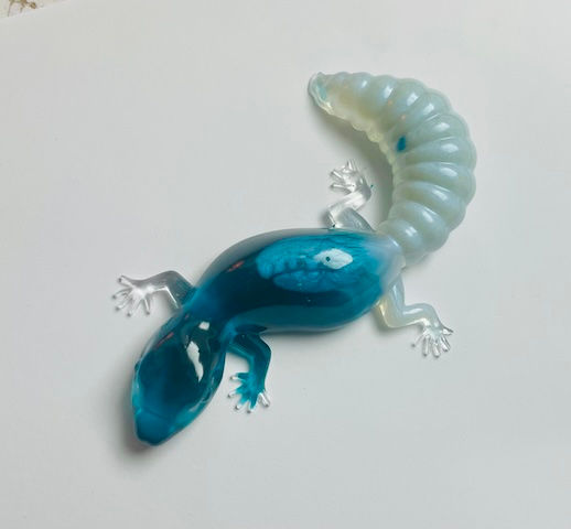 Blue and White Resin Lizard