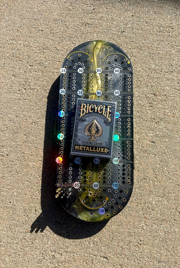 Thumbnail: Black and Yellow Resin Cribbage Board
