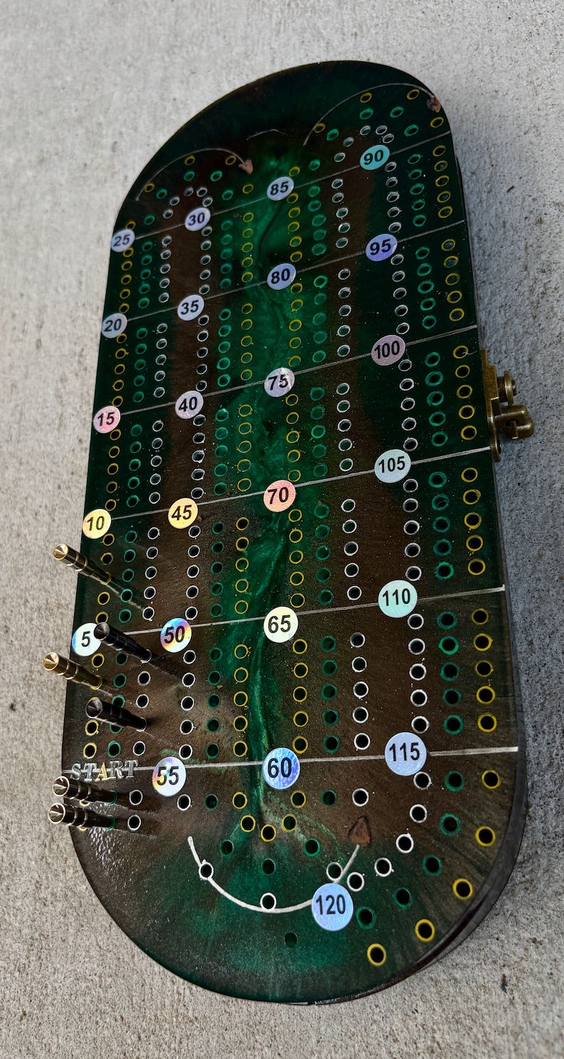 Thumbnail: Black & Emerald Cribbage Board