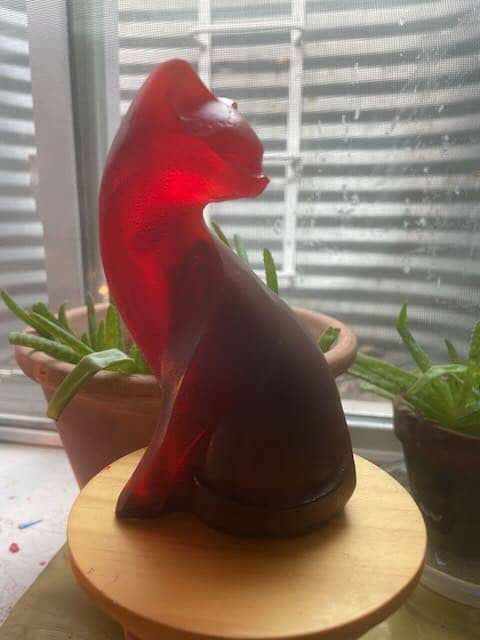 Thumbnail: Red and brown glass resin cat figurine