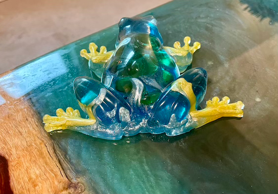 Thumbnail: Blue and Yellow Resin Frog with Green Marbles in Mould