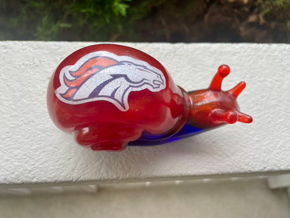 denver broncos resin snail