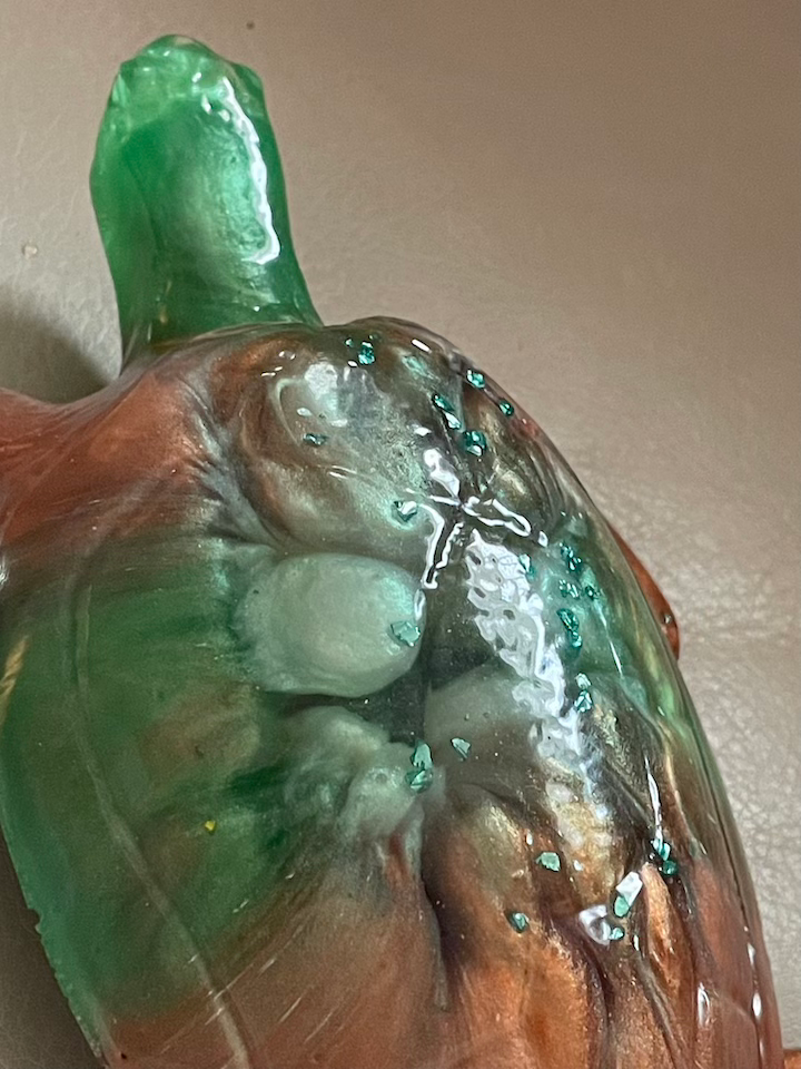 green and copper sea turtle resin
