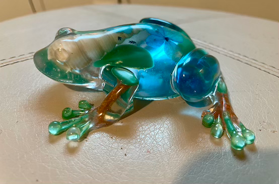 Thumbnail: Frog home decoration with dried flowers and sea shells