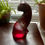 Thumbnail: Clear and red glass resin cat decoration
